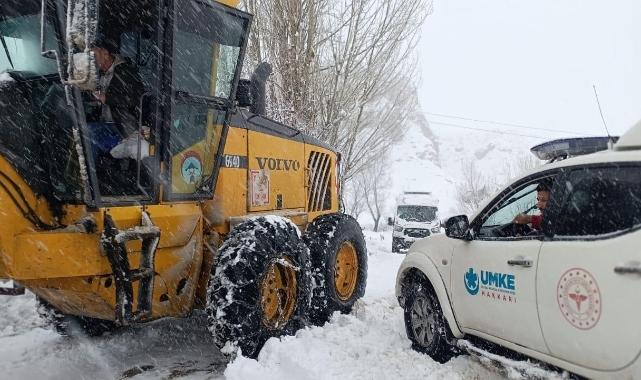Yüksekova'da yolları kapanan köylerdeki 8 hasta kurtarıldı