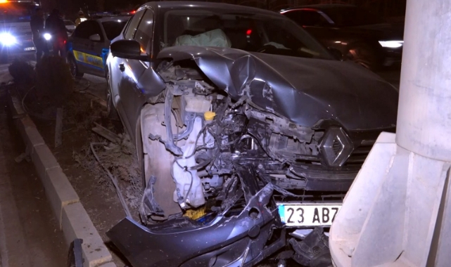 Aydınlatma direğine ve ağaca çarpan otomobil sürücüsü kayıplara karıştı