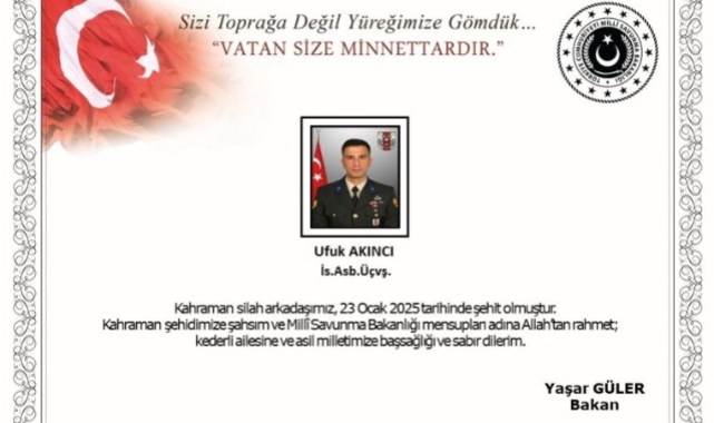 Pençe-Kaplan operasyonu bölgesinde 1 askerimiz şehit oldu!