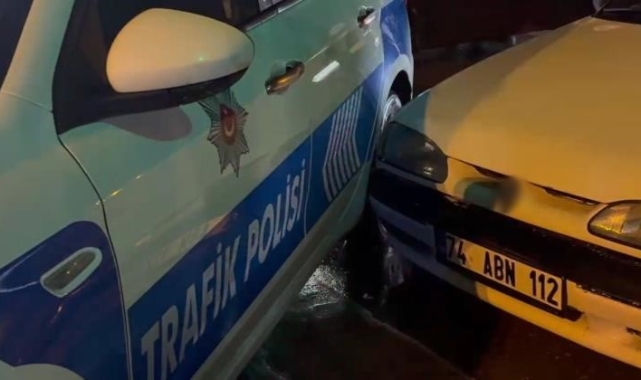 Polisten kaçtı! Polis aracına çarparak durabildi