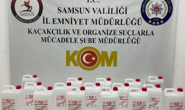 Samsun'da 80 litre kaçak etil alkol ele geçirildi