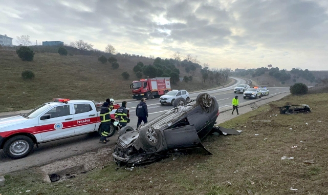 Tekirdağ'da feci kaza! Kontrolü kaybetti takla attı