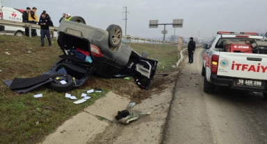 Tekirdağ’da otomobilin takla attığı kazada 2 kişi yaralandı