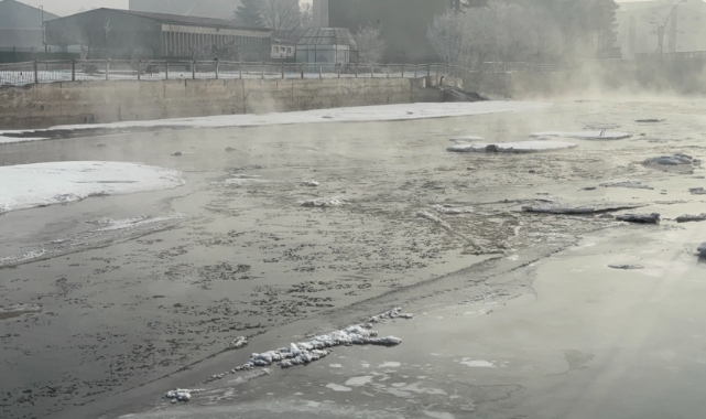 Ağrı'da Murat Nehri buz tuttu