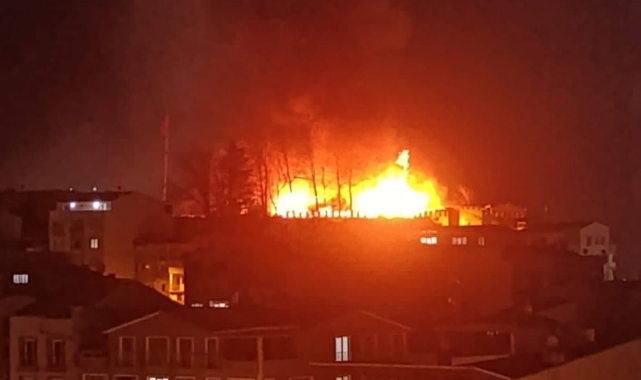 Bursa'da tarihi Kestel Kalesi'nde yangın!