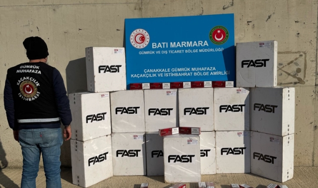 Çanakkale'de gemide 750 karton kaçak sigara ele geçirildi