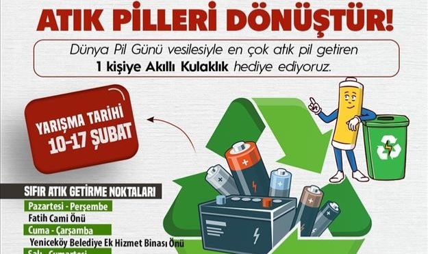 İnegöl Belediyesi'nden "Atık pili getir hediyeyi götür" yarışması