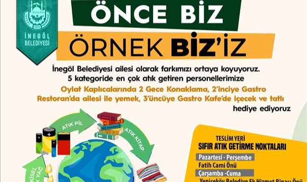 İnegöl Belediyesi’nden personellere ödüllü atık toplama yarışması