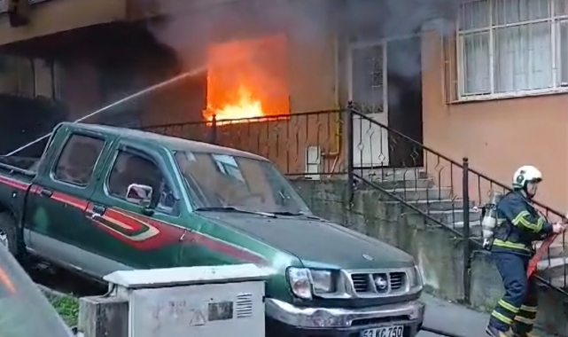 Rize'de 4 katlı apartmanın zemin katında yangın!