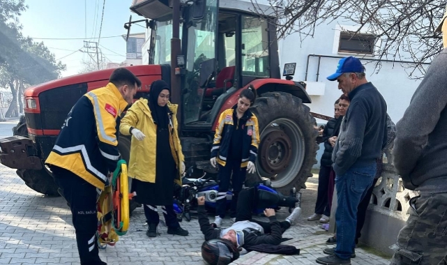 Gönen'de traktör ile motosiklet çarpıştı: 1 Yaralı
