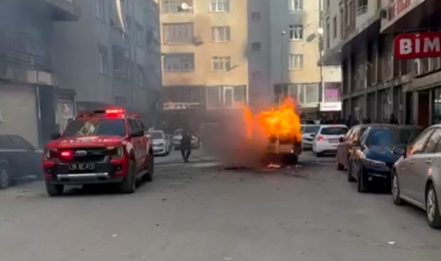 Iğdır'da seyir halindeki araçta yangın çıktı