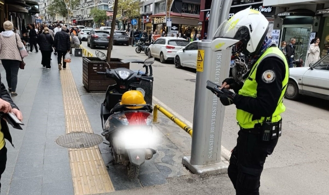 Kaldırımları işgal eden 76 motosiklet sürücüsüne ceza