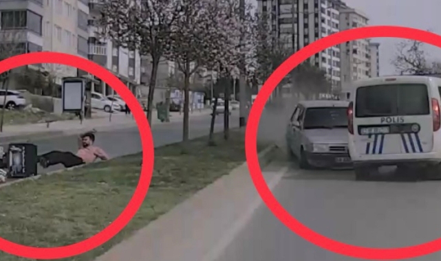 Önce motosiklete ardından polis aracı ve otomobile çarptı! 4 yaralı