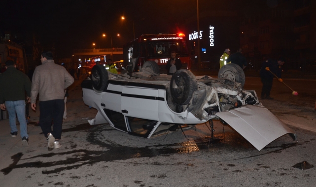 Samsun'da takla atan otomobilin sürücüsünün burnu bile kanamadı