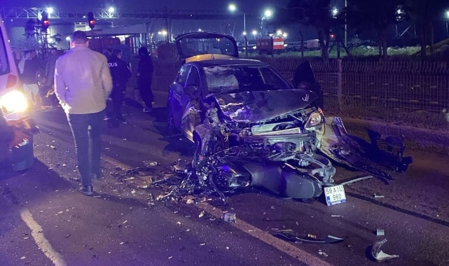 Tekirdağ'da hatalı sollama sonucu otomobil motosikletle çarpıştı: 2 yaralı