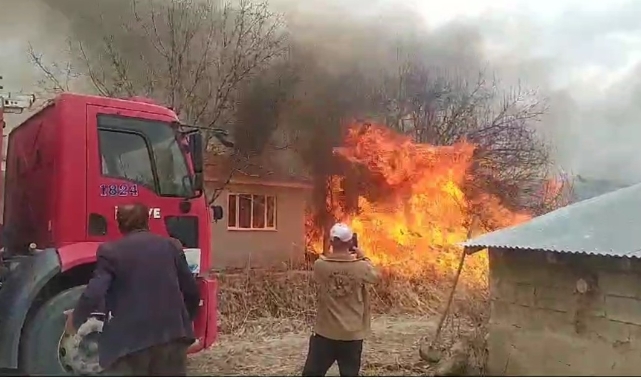 Van'da anız yangını