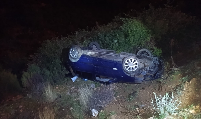 Alanya'da otomobil şarampole yuvarlandı