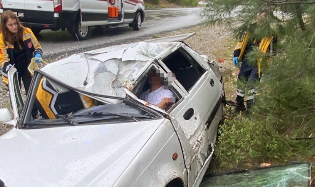 Antalya’da otomobil takla attı! Sürücü yaralandı