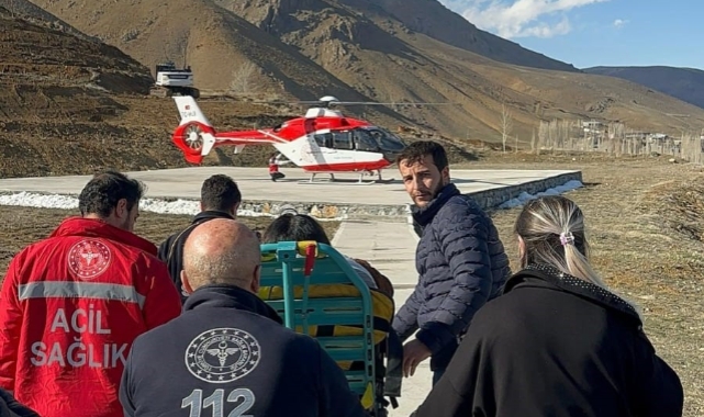 Helikopter ambulans 35 haftalık gebe hasta için havalandı