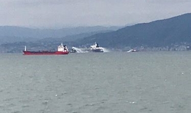 İzmit Körfezi açıklarında tanker gemisinde yangın!