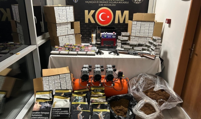 Kütahya'da kaçak tütün ve makaron operasyonu