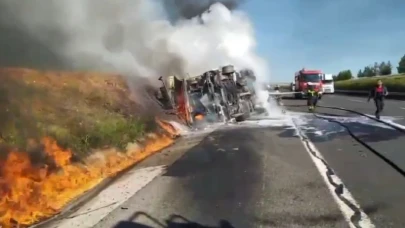 Şanlıurfa'da akaryakıt tankeri alev alev yandı