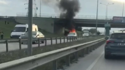 Bursa- İzmir yolunda korku dolu anlar... Birden  alev topuna  döndü!