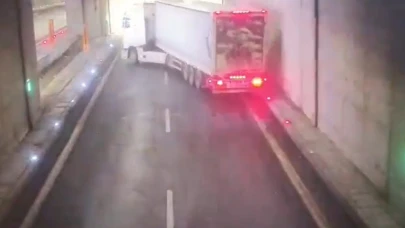 Erkenek Tüneli'ndeki kaza anı kamerada
