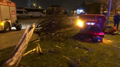 Kayseri'de otomobil ağaçlara çarptı! 2 yaralı