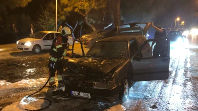 Ayvalık’ta araç yangını!