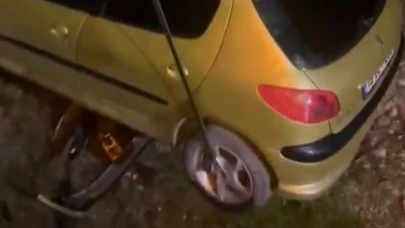 Köpeğe çarpmamak için manevra yaptı şarampolden uçtu!