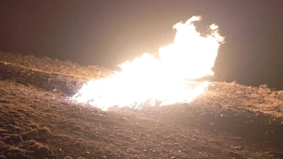 Sivas'ta doğalgaz boru hattında yangın