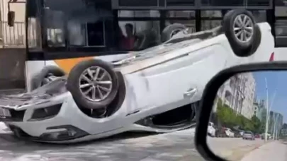 Otomobil ağaca çarpıp takla attı