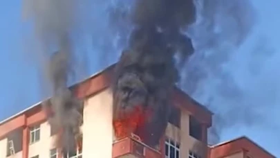 Rize'de 8 katlı binada yangın