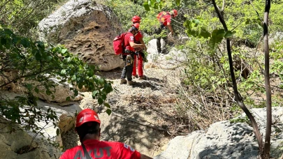 Fethiye’de derede mahsur kalan köpek kurtarıldı