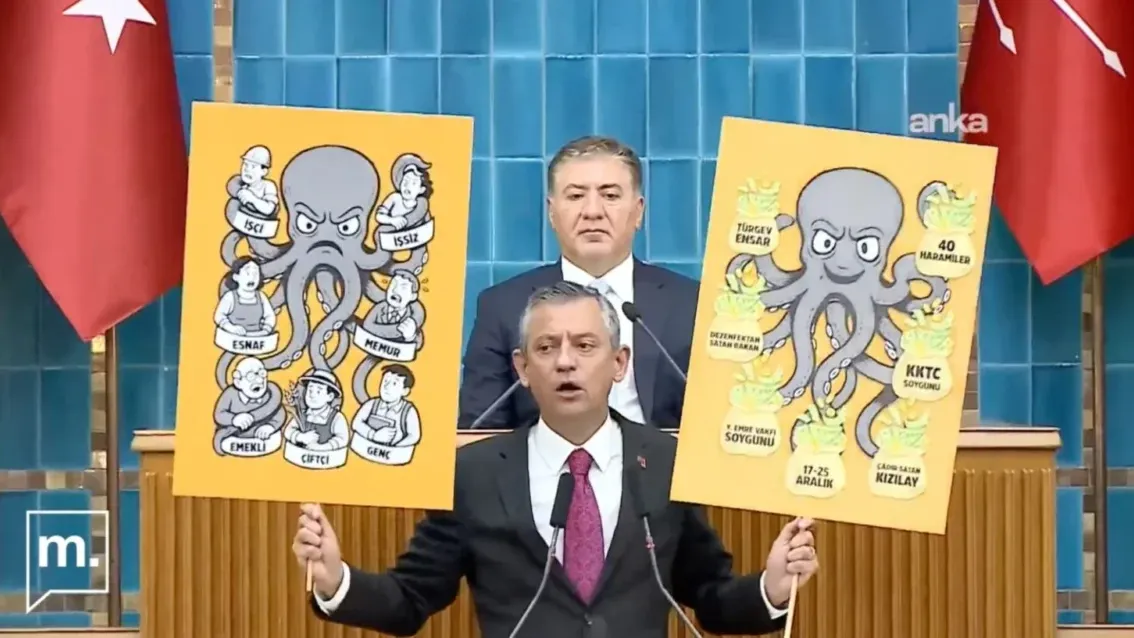 CHP Lideri Özel'den ahtapot açıklaması! “Ensar, TÜRGEV, KKTC soygunu, 40 haramiler”