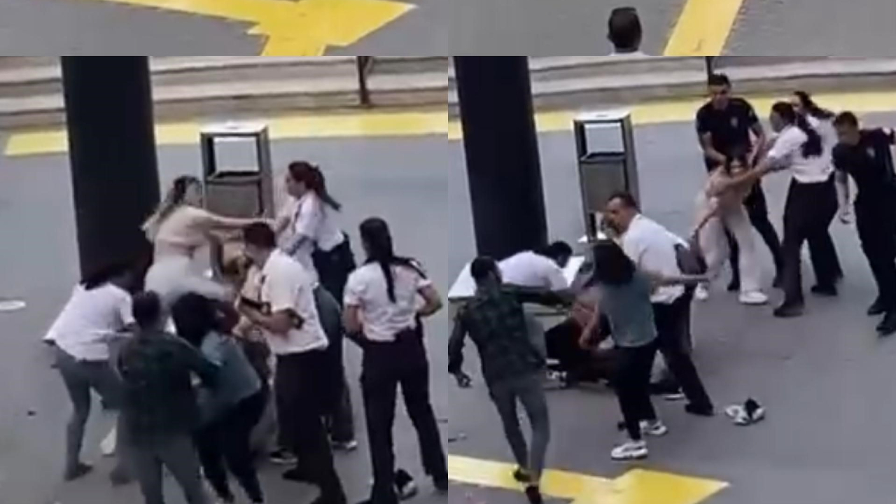 AVM önünde kadınlar tekme tokat kavga etti!