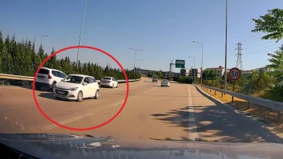 Bursa'da otobanda ters şeritte ilerlemeye başladı
