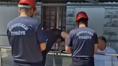 Kırıkkale’de cam korkuluk ile zemin arasına sıkışan kaplumbağayı itfaiye kurtardı