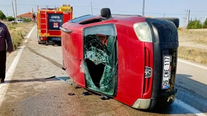 Konya'da otomobil devrildi: 4 yaralı