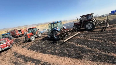 Ayaş'ta 57 dönümlük ekili arazi yandı
