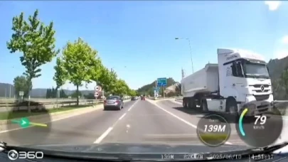 Bursa'da tır sürücüsü otobanda tersten gitti