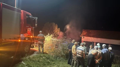 Çorum'da samanlık yangını