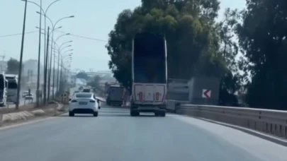 Kamyon şoförünün dikkatsizliği yürekleri ağza getirdi!