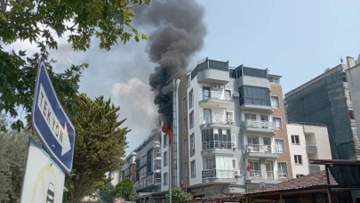 Yangından kaçarken balkonda mahsur kaldı!