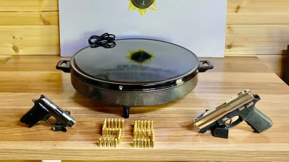 Samsun'da katmer sacı içine gizlenmiş 2 tabanca ve 57 mermi ele geçirildi