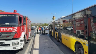 Alev alan otobüs korku dolu anlar yaşattı