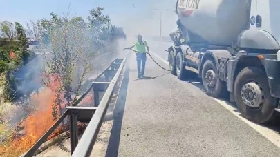 Yangına beton mikserle müdahale!