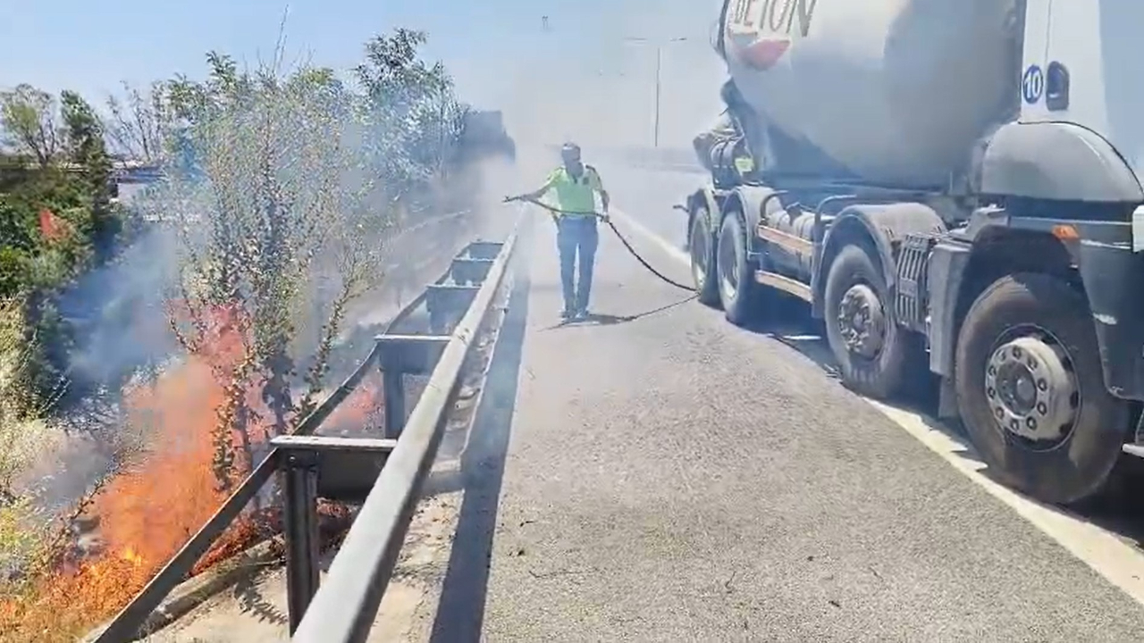 Yangına beton mikserle müdahale!