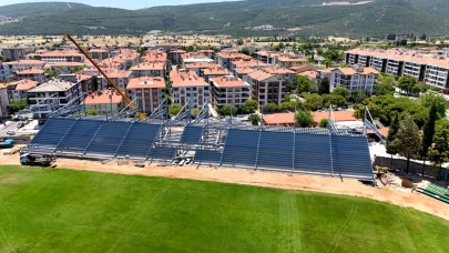 Atatürk Stadyumu'nda tribün inşaatı hızla devam etmekte
